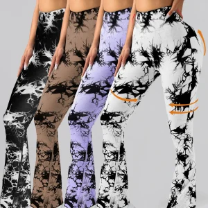 4 Pack US Local Women's Tie-dye flared yoga pants