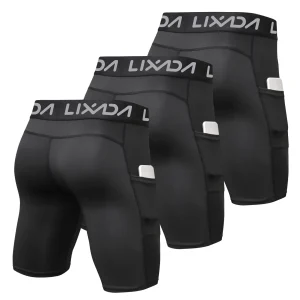 Lixada 3 Pack Men Sports Shorts Pocket